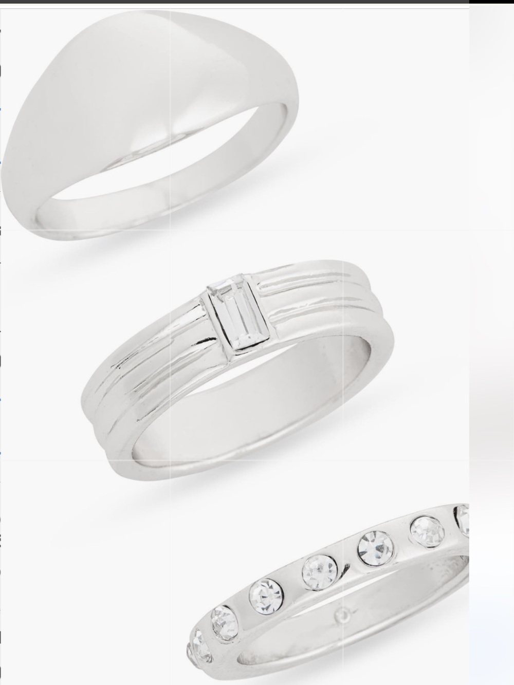 Ring Set 3PC Stackable  Sleek Baguette & Crystal Assortments NWT